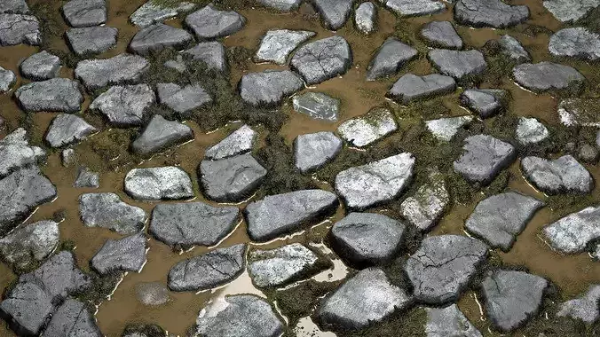 Wet Cobblestones PBR Texture