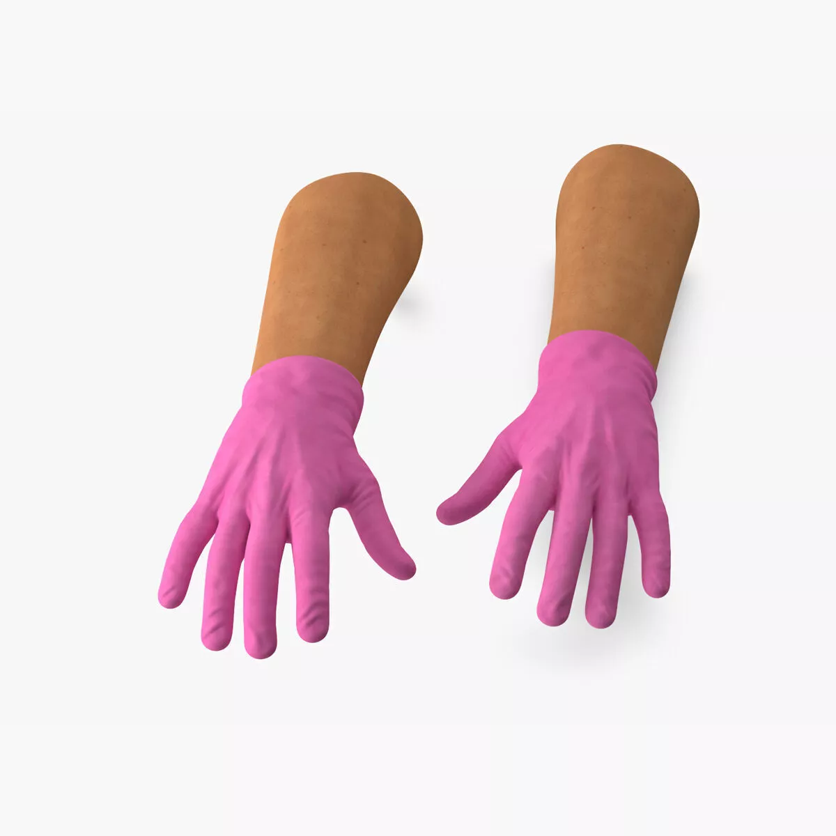 Medical Gloves on Hands Pink Rigged for Maya 3D model