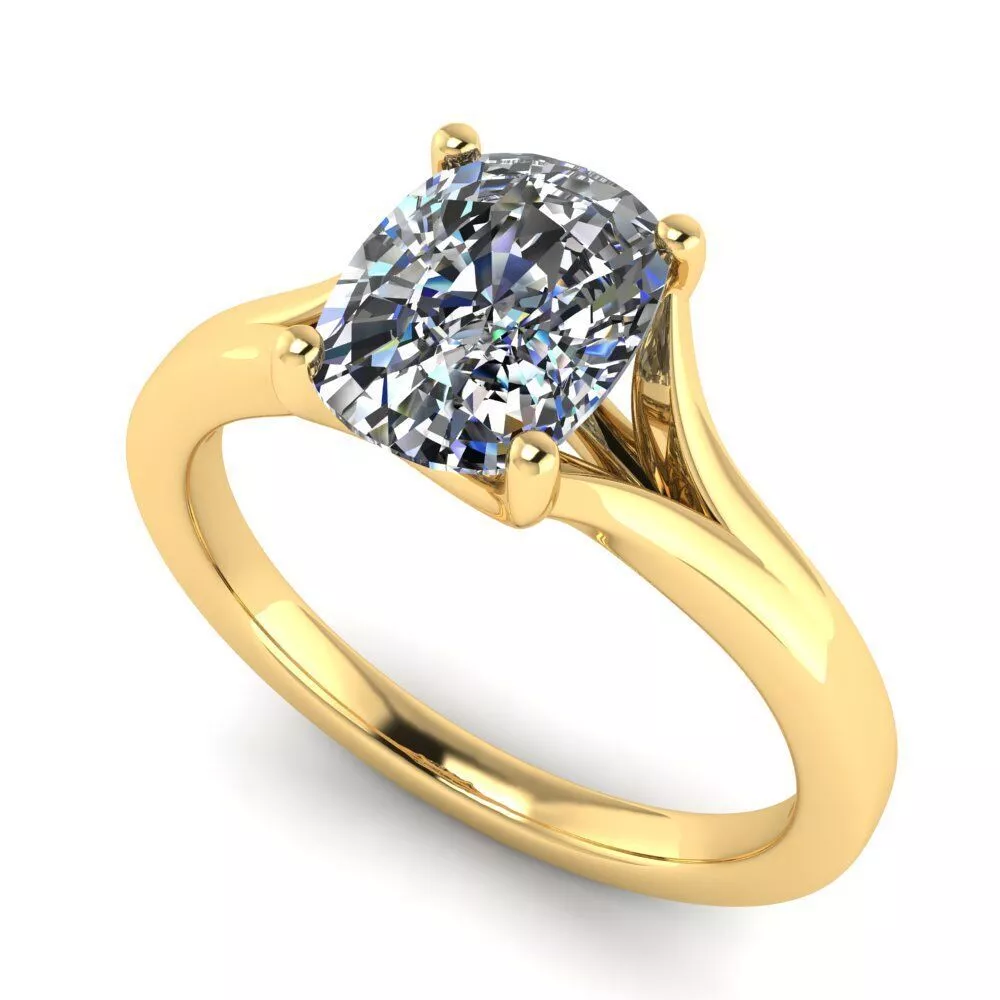 Cushion Solitaire Split Shank Engagement Ring 3D Model 3D print model
