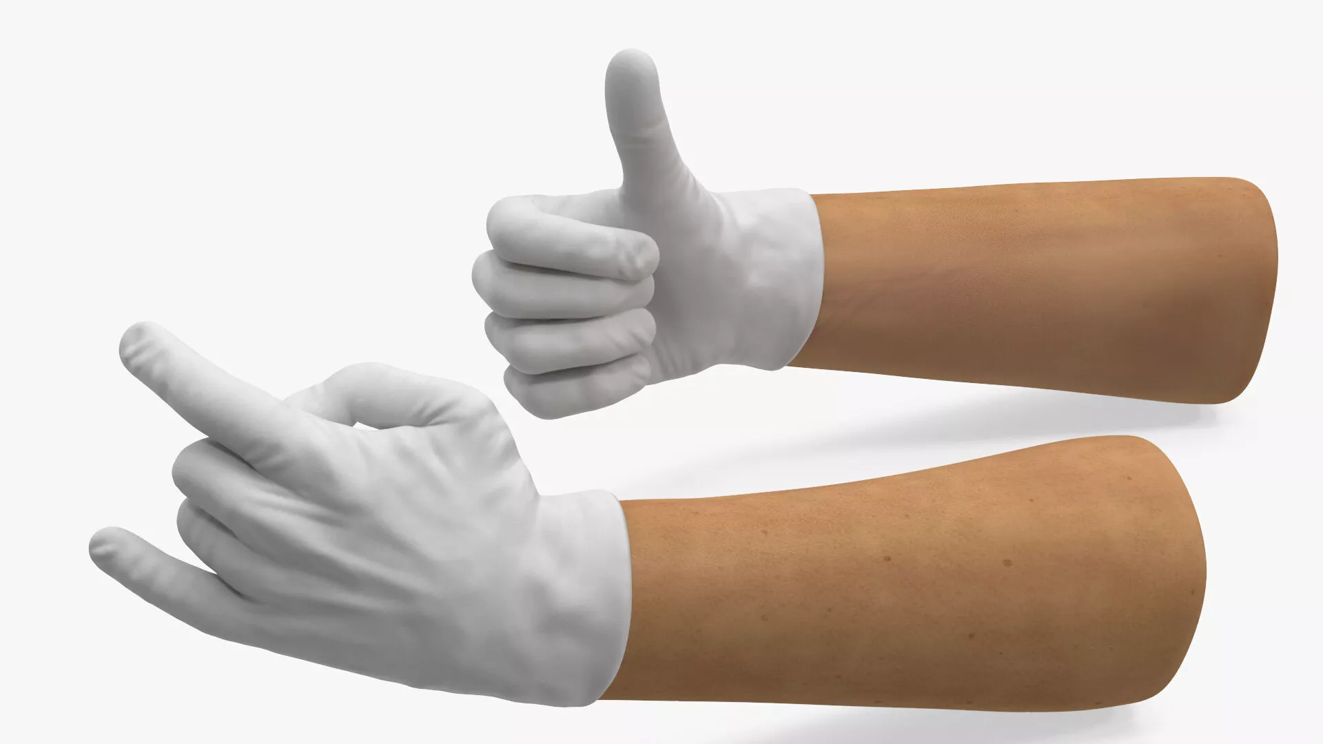 Hands Wearing Medical Gloves White Rigged for Cinema 4D 3D model