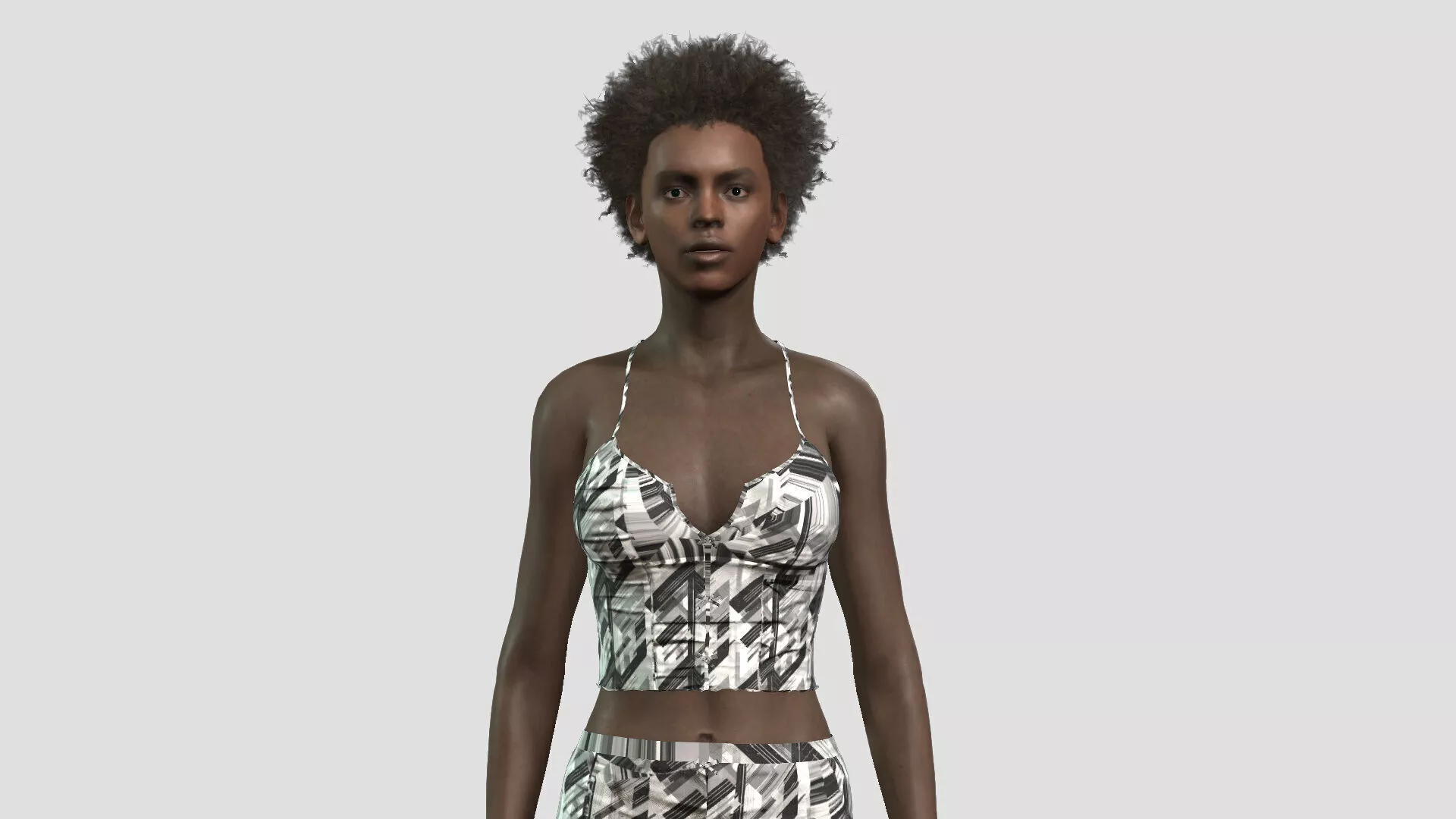 Beautiful Black Girl Game Character 3D model