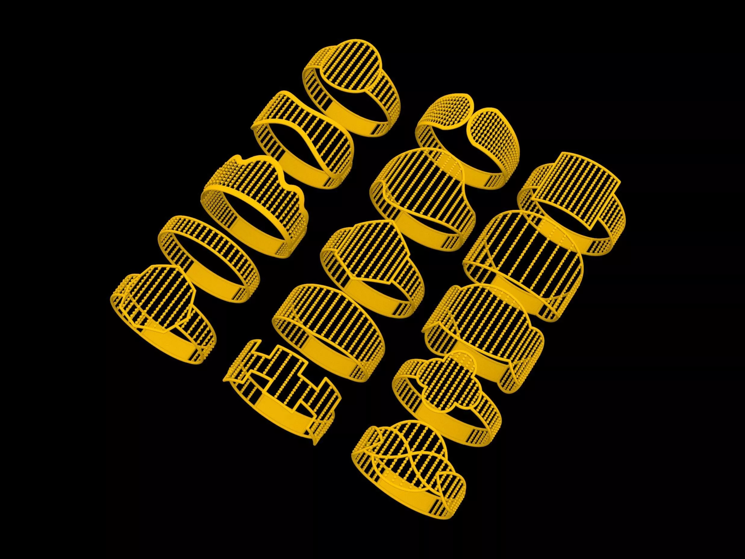 15 rings gold new 3D print model