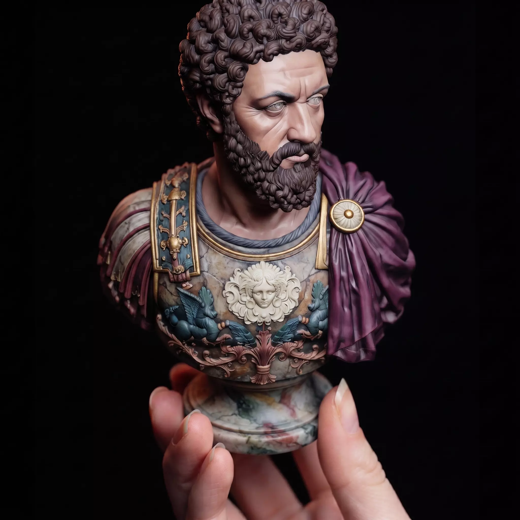 Marcus Aurelius Emperor Bust Stoic Philosopher Roman Leader Port 3D print model