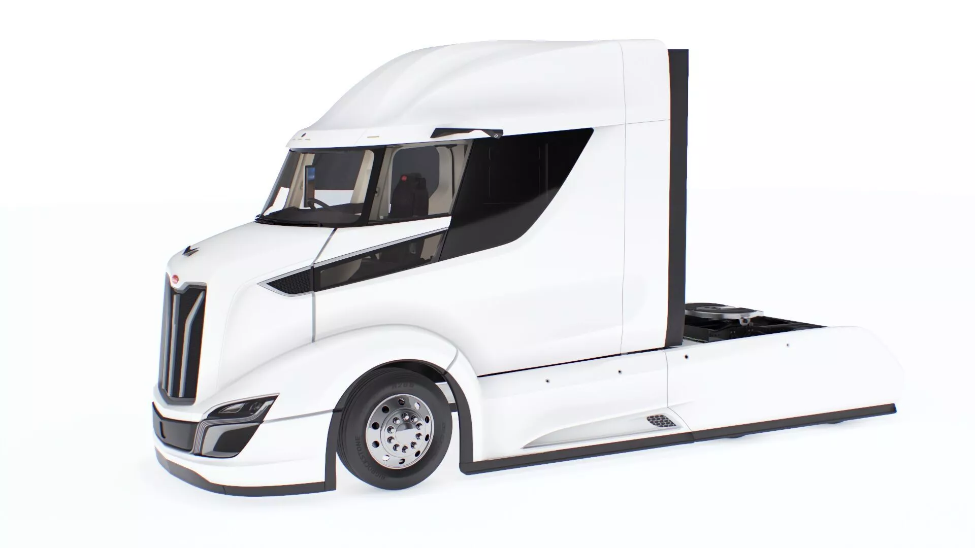Streamlined Semi Truck White Rigged for Maya 3D model