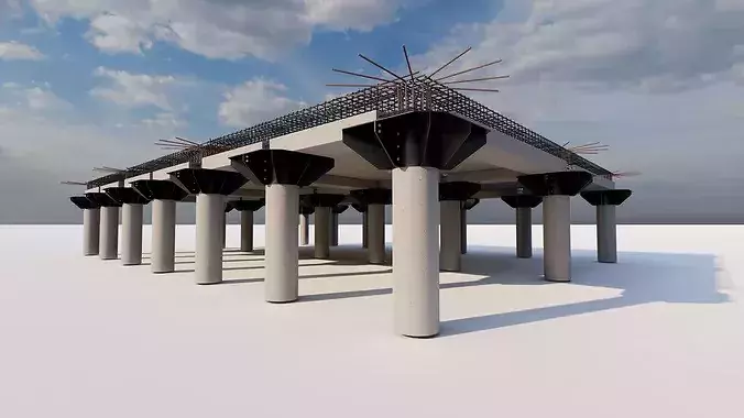 Structural engineering of Concrete frame buildings 3D model 4