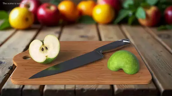 Realistic Sliced Green Apple 3D model 3