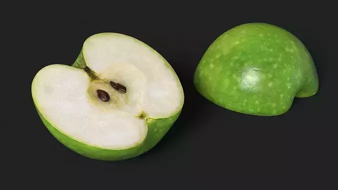 Realistic Sliced Green Apple 3D model 5