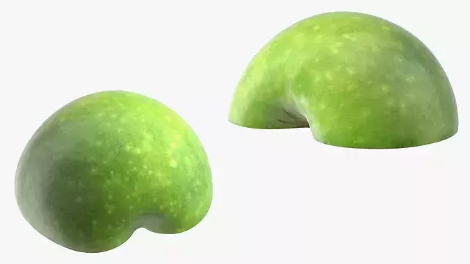 Realistic Sliced Green Apple 3D model 7