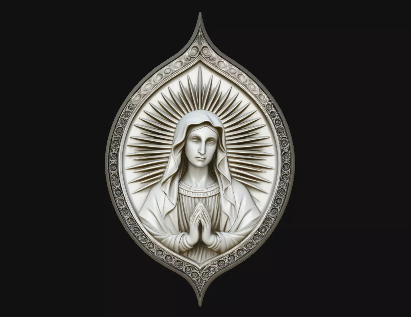Radiant Mary Teardrop Prayer Pendant STL Print Model 3D print model