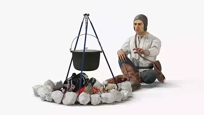 Medieval Peasant by Fire 3D model