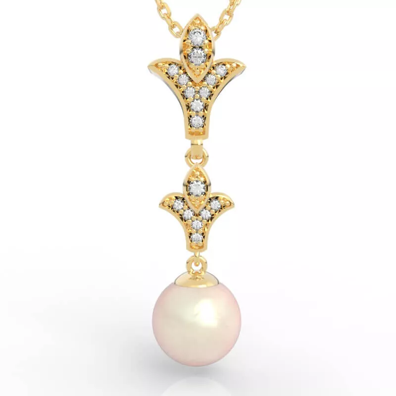 Vintage Fleur-de-Lis Pearl Drop Pendant 3D print model