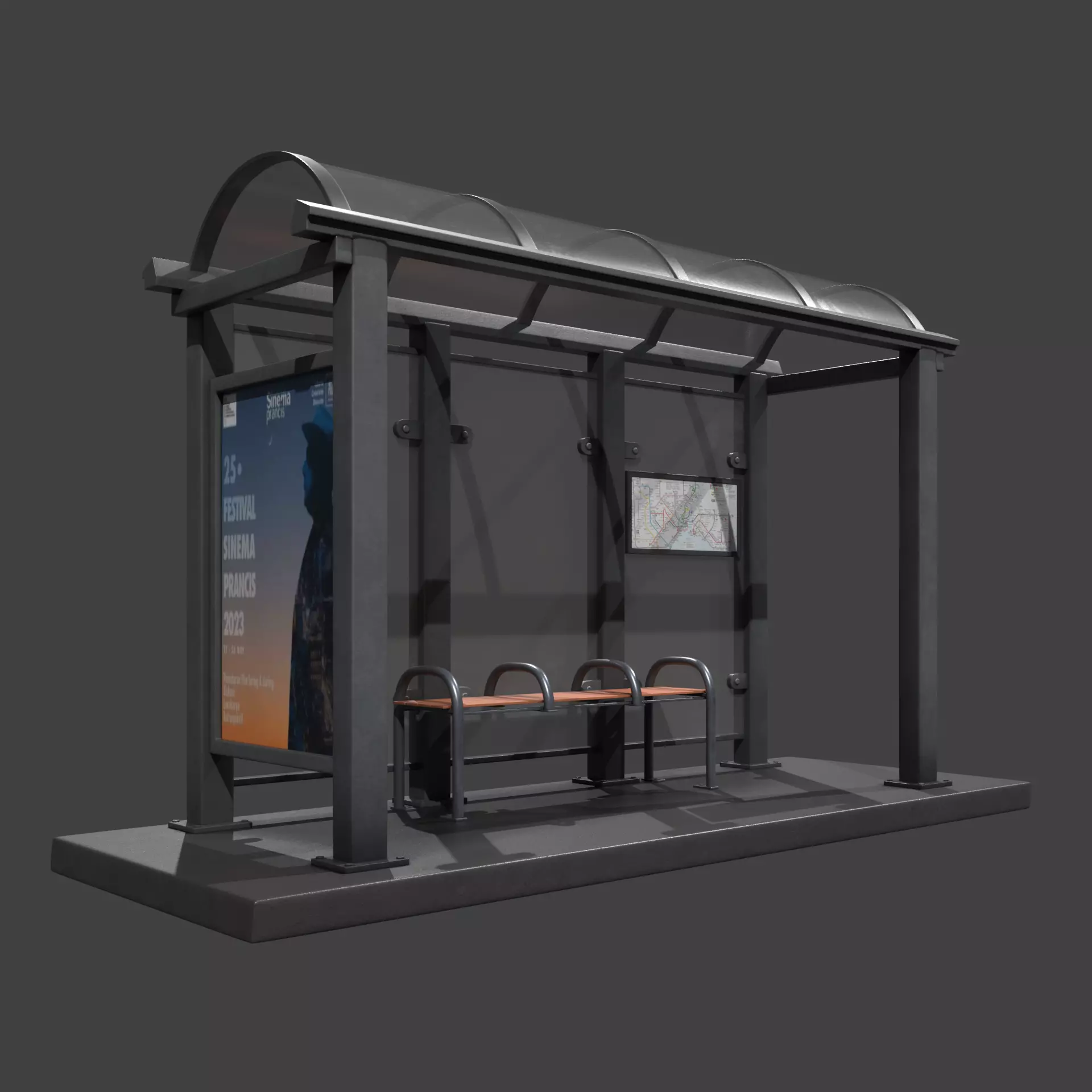 Bus Stop Stylized Free 3D model