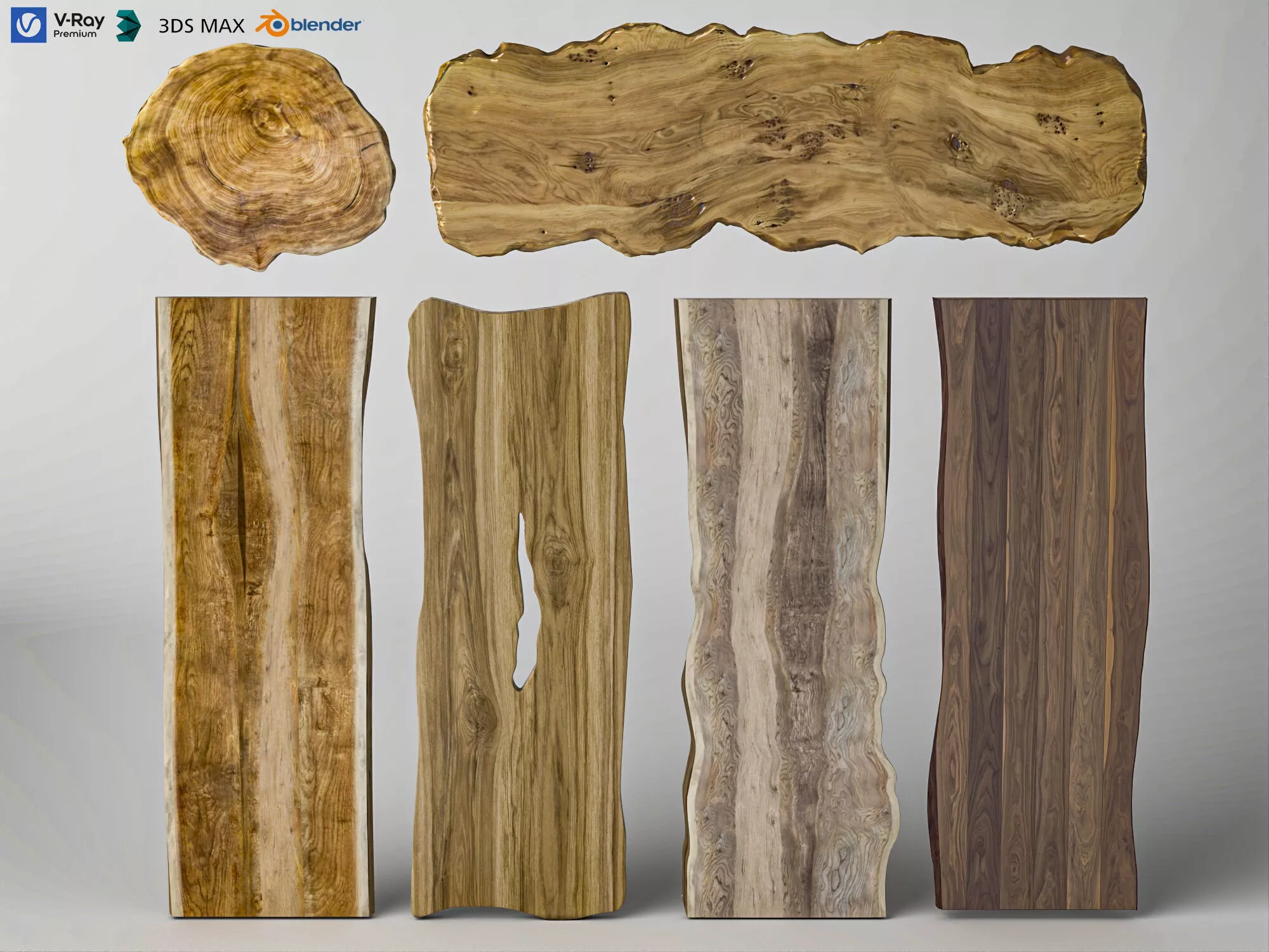 Live Edge Wood Slab Collection Low-poly 3D model