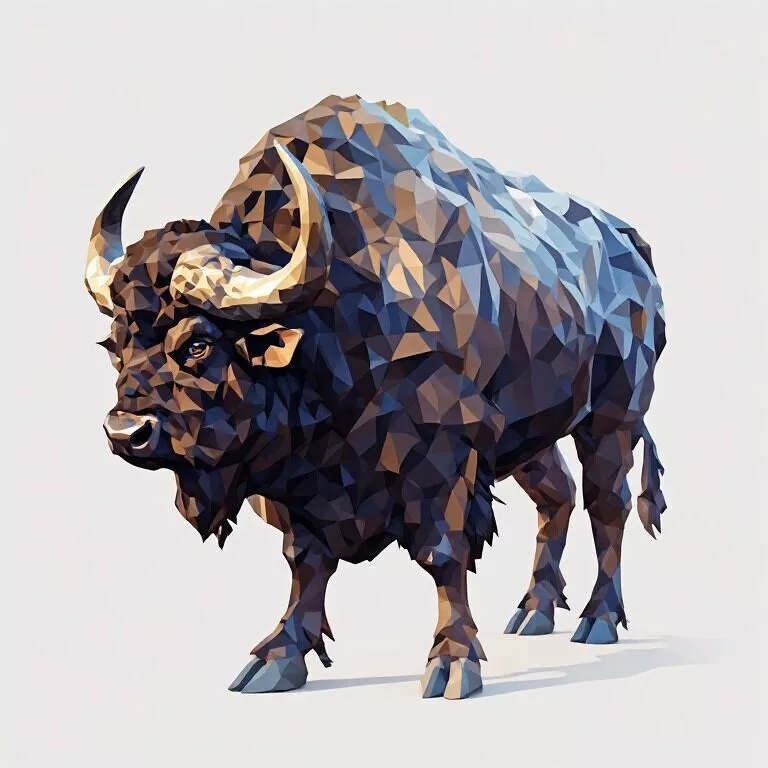Low Poly Buffalo 3D Model - Geometric Farm Animal Asset 3D print model