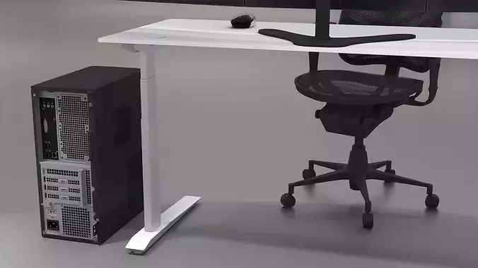 Office Workstation with Multi Screen 3D model 7
