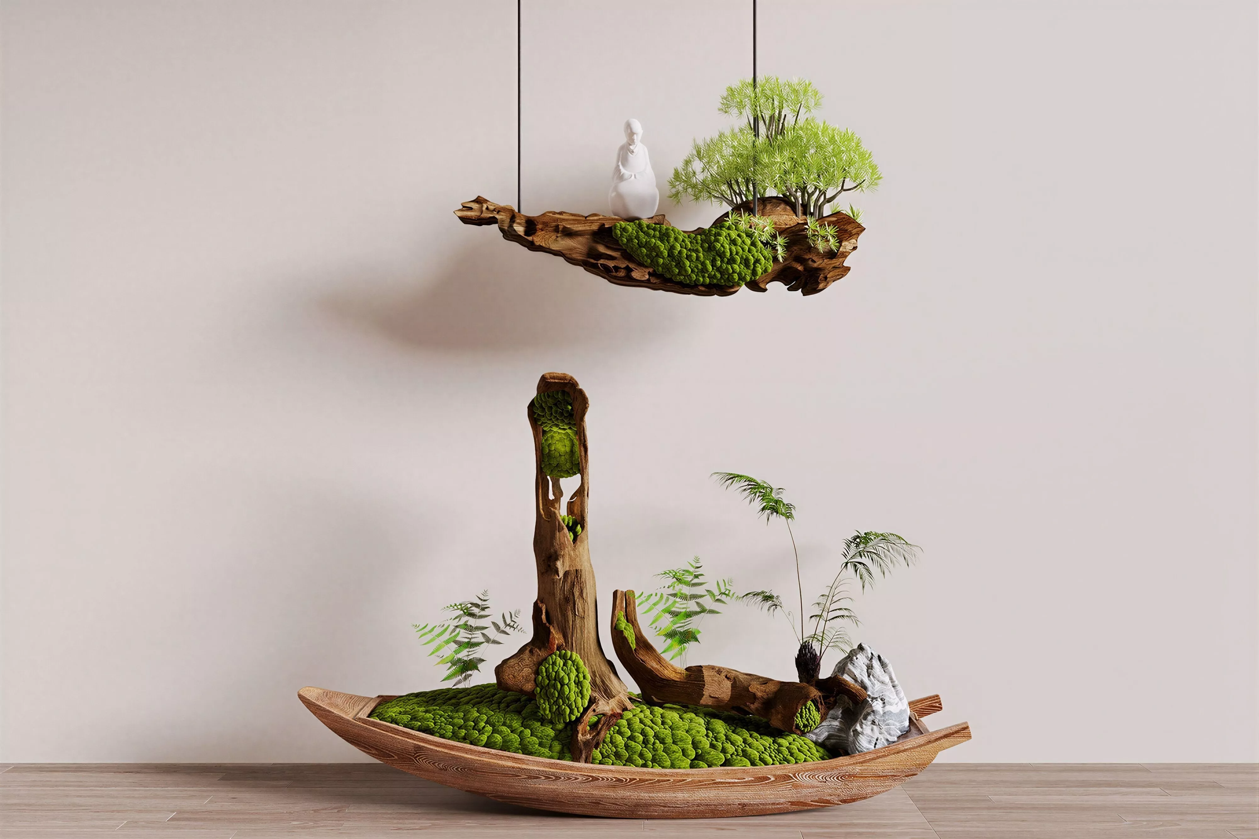 Hanging Driftwood Zen Mini Landscape 3D Model 3D model