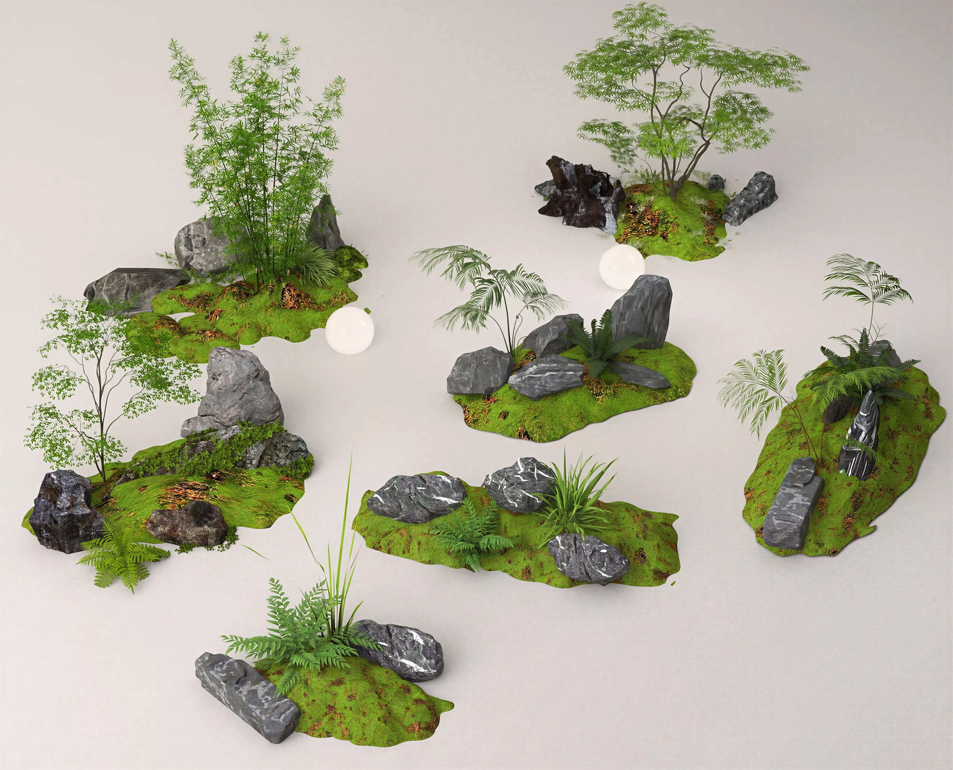 New Chinese Zen Mini Dry Landscape 3D Model Pack 3D model