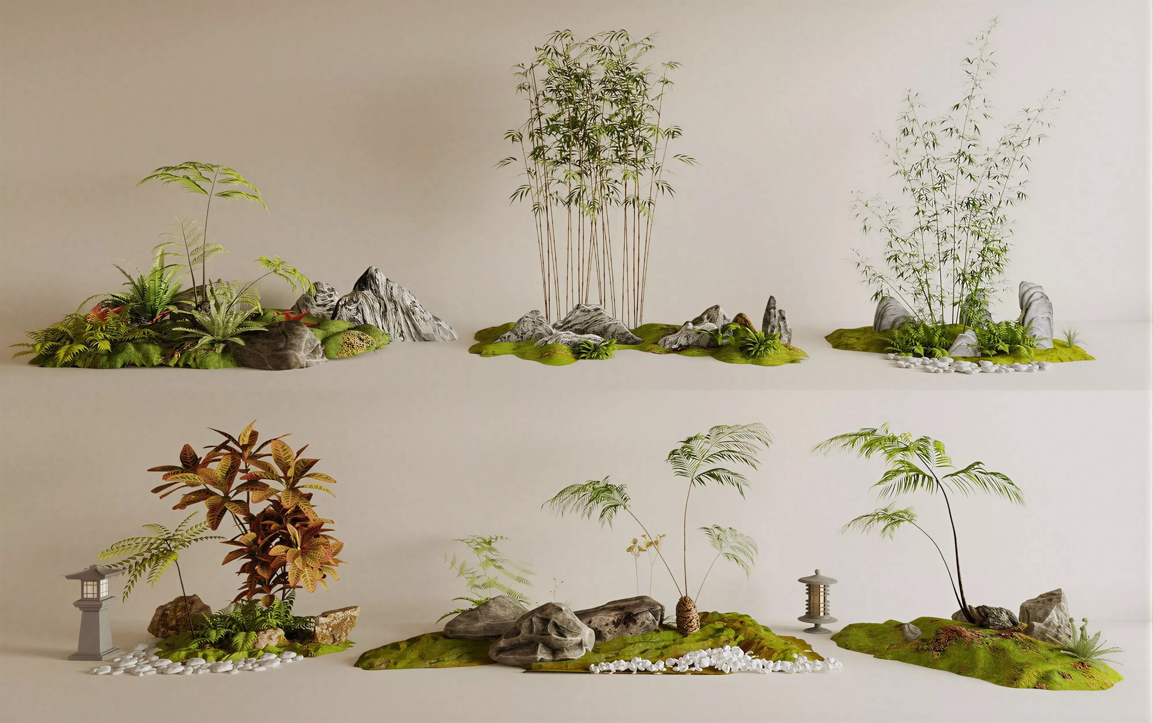 Oriental Zen Dry Mini Landscape 3D Model Pack 3D model