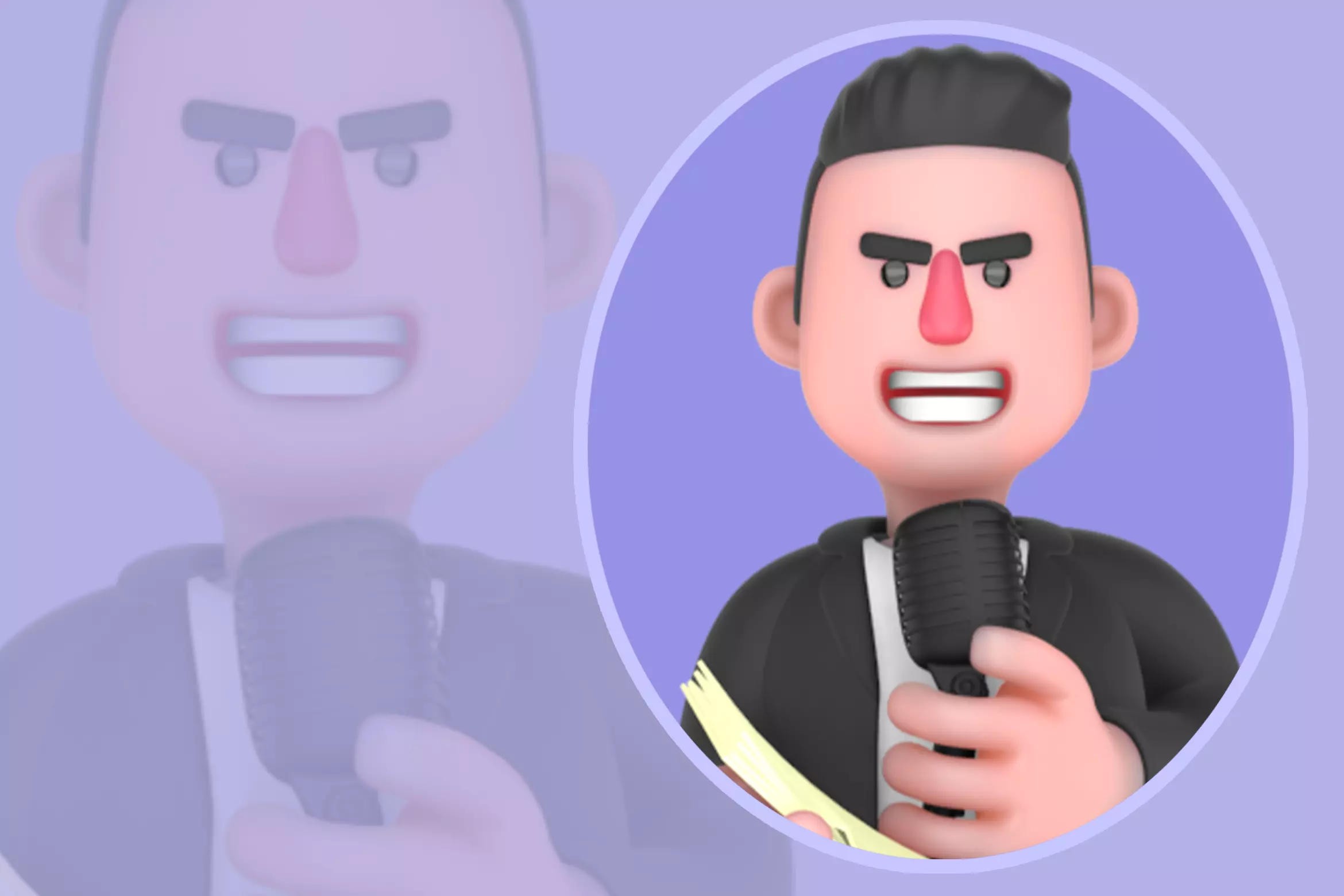 Stylized 3D Musician Character - Singing Cartoon Performer 3D model