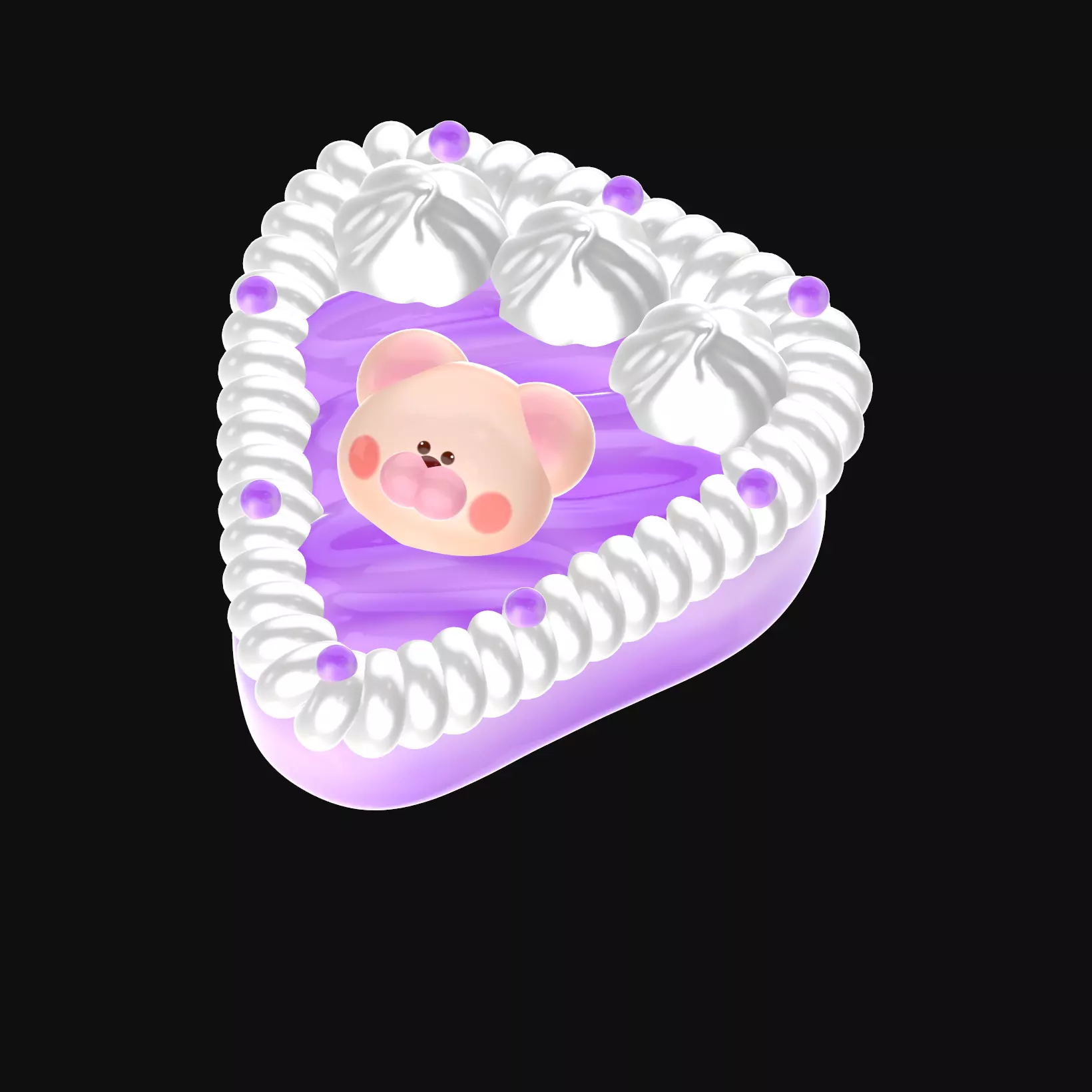 Cute Glossy 3D Dessert Model - Stylized Food Asset3 3D model