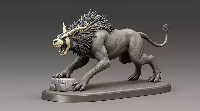 Leucrotta Fantasy Tabletop Miniature 3D Print Model