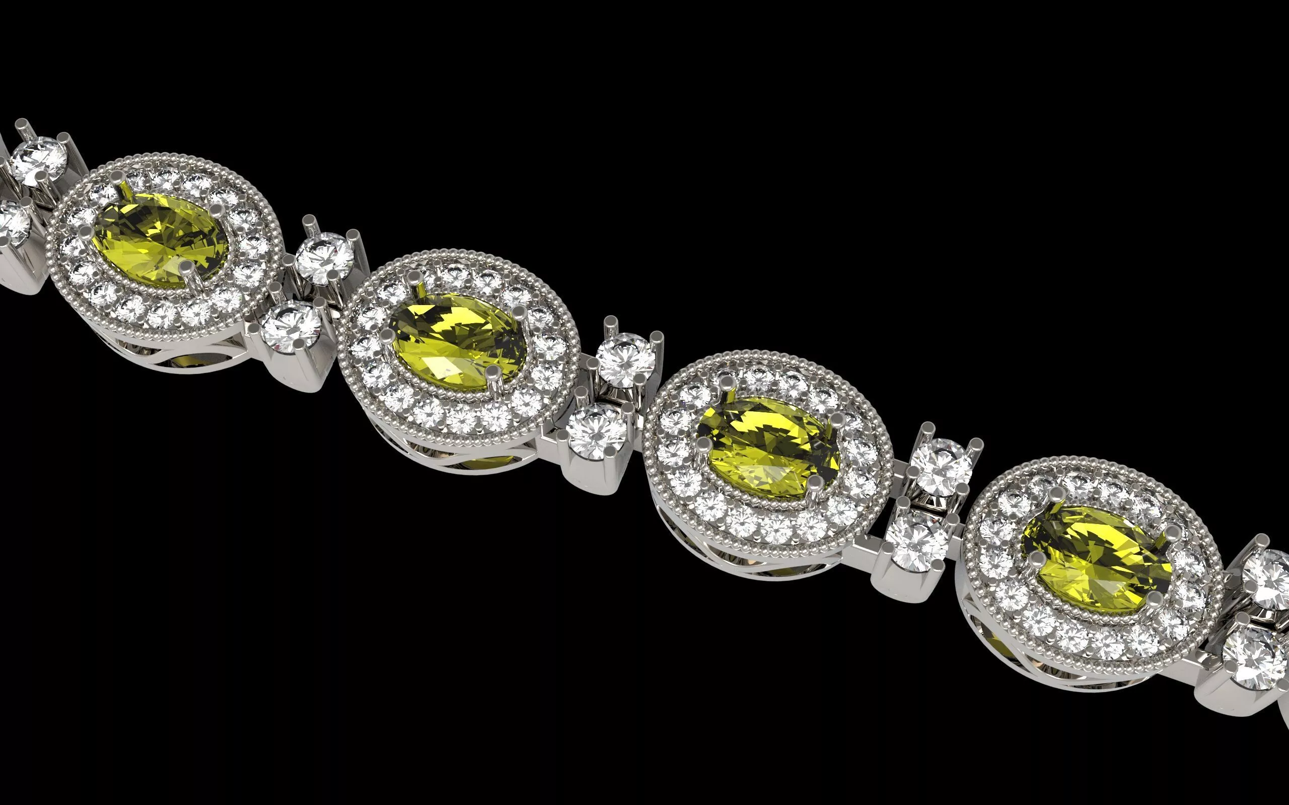 Oval Articulated Halo Miligrane Link Bracelet 3D print model
