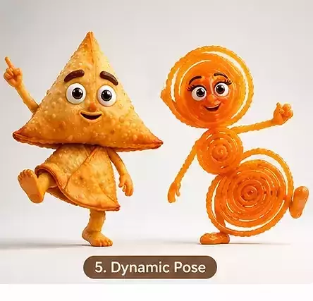 Samosa and Jalebi Anime Cartoon Characters Rig Gameready 3D model 7
