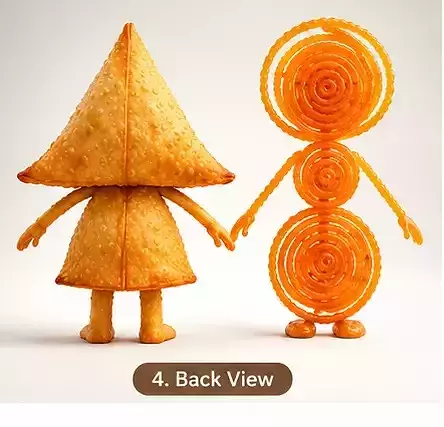 Samosa and Jalebi Anime Cartoon Characters Rig Gameready 3D model 6