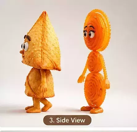 Samosa and Jalebi Anime Cartoon Characters Rig Gameready 3D model 5