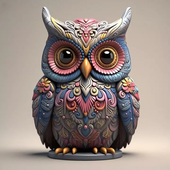 4433 Totem Style Owl Color 3D Model STL DND ARTE 3D print model