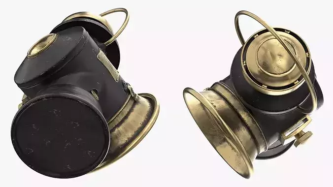Retro Car Carbide Headlight 3D model 7