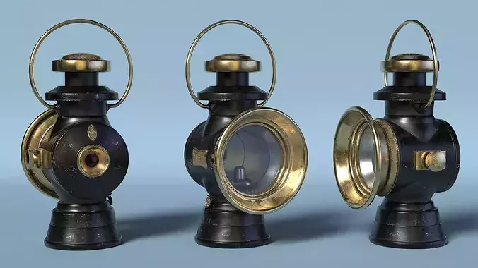 Retro Car Carbide Headlight 3D model 4