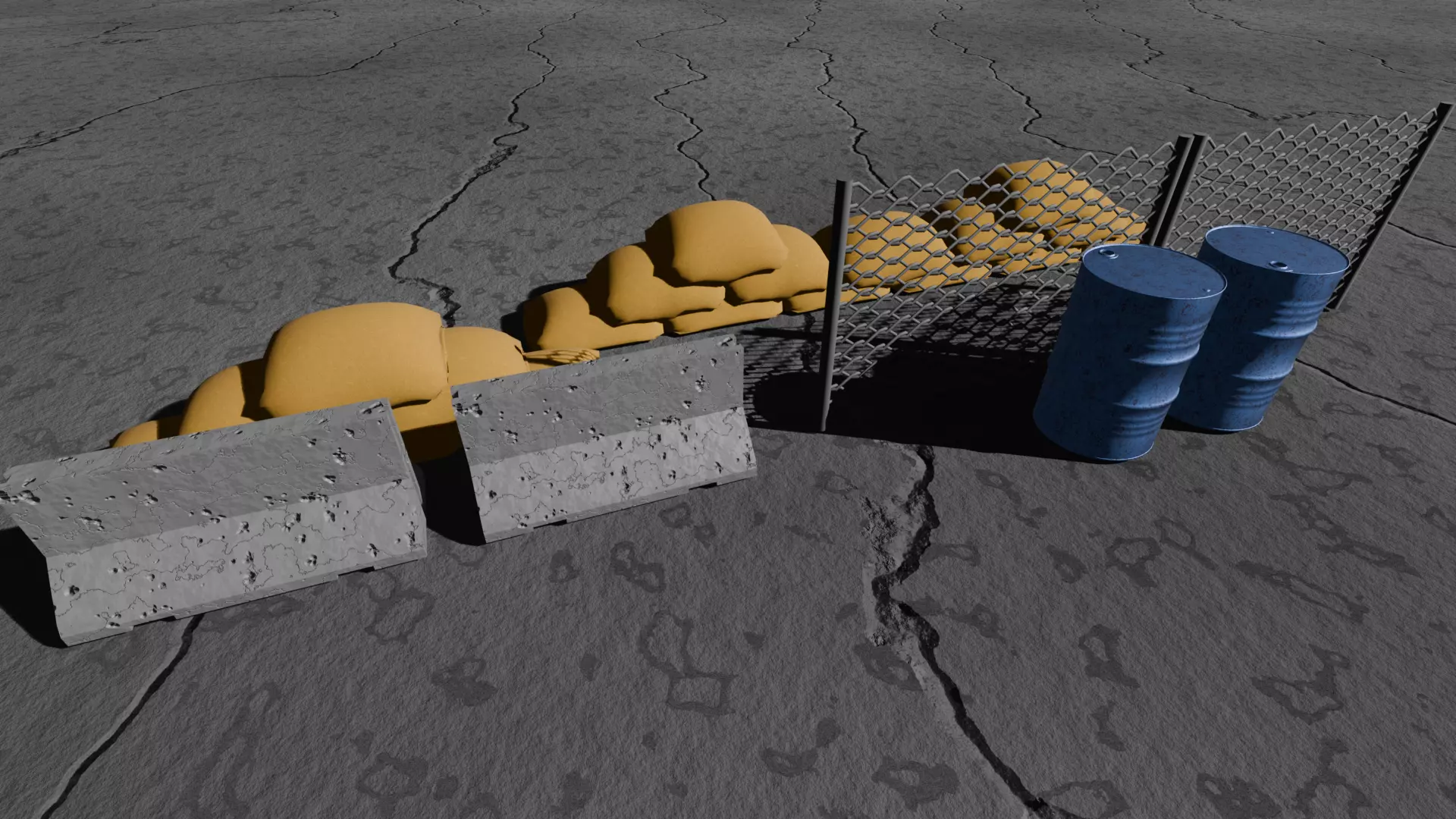 Military Fortifications Pack - Low Poly Game Ready Low-poly 3D model