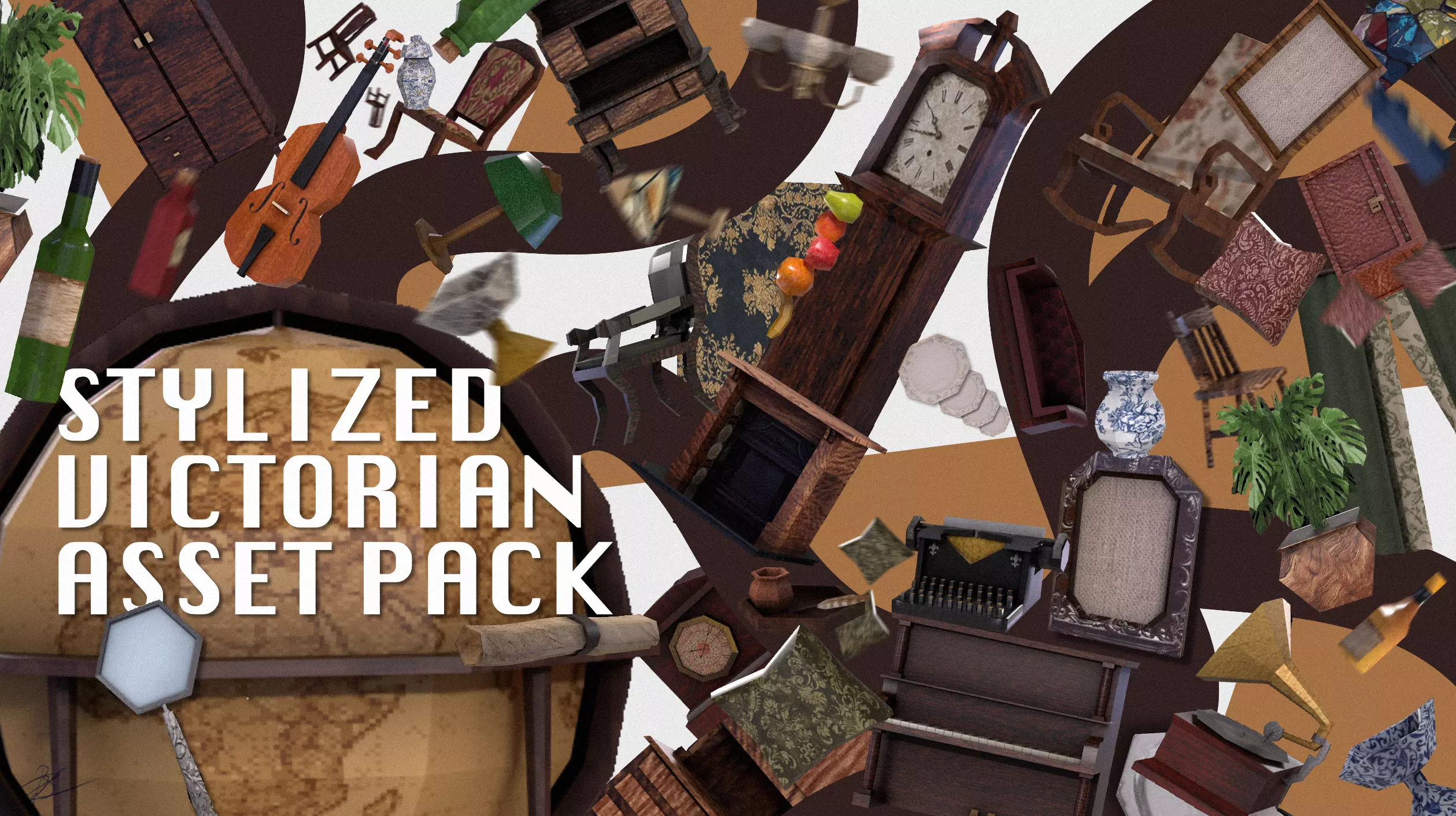 Stylized PSX Victorian Asset Pack Low-poly 3D model