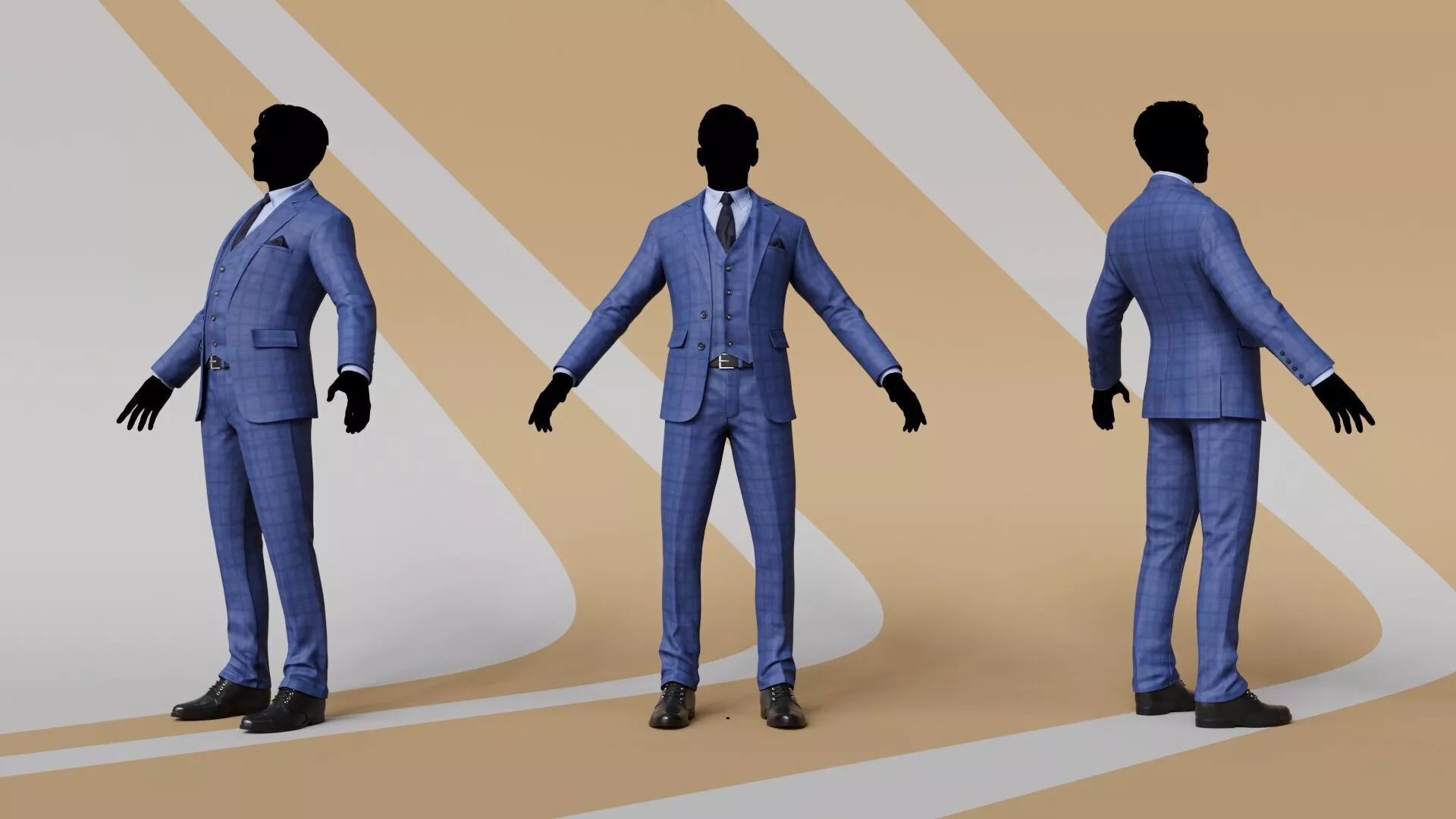 Men Pans with Shirt Blazer and Shoes Mix Blue Violet Low-poly 3D model