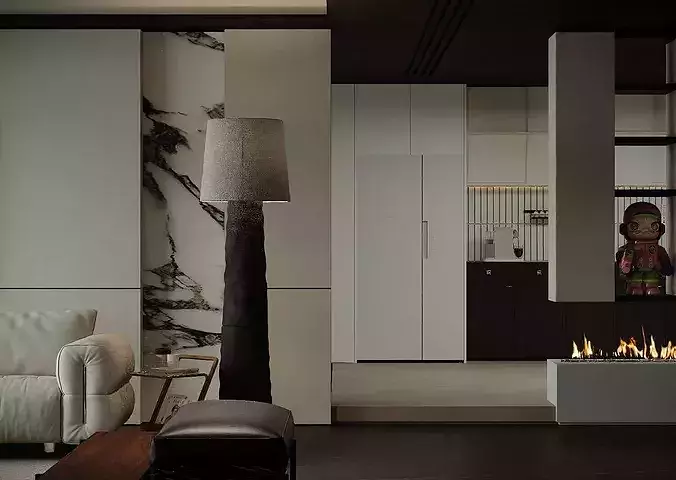 Italian style light luxury living room 3D model 4