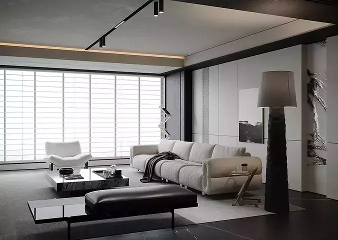 Italian style light luxury living room 3D model