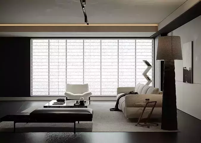 Italian style light luxury living room 3D model 3
