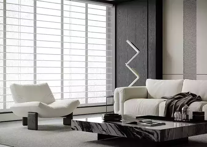 Italian style light luxury living room 3D model 5