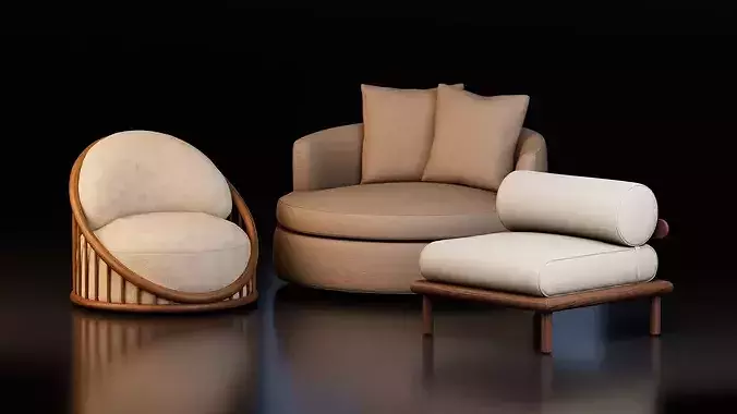Modern Luxury Lounge Chair Collection Low-poly 3D model