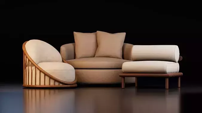 Modern Luxury Lounge Chair Collection Low-poly 3D model 3