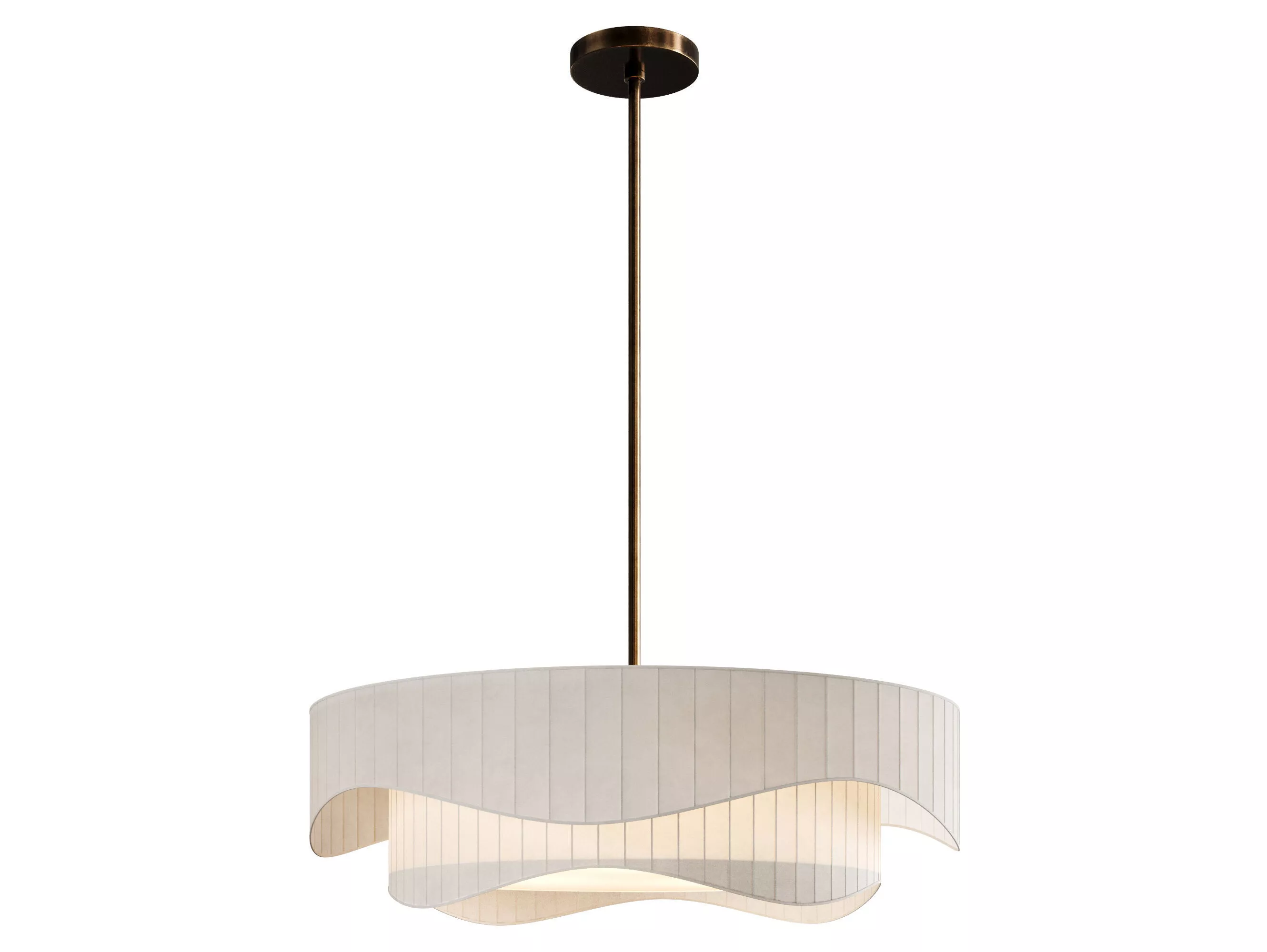 Litfad Modern White 2 Tiers Chandelier with Drum Shade 3D model