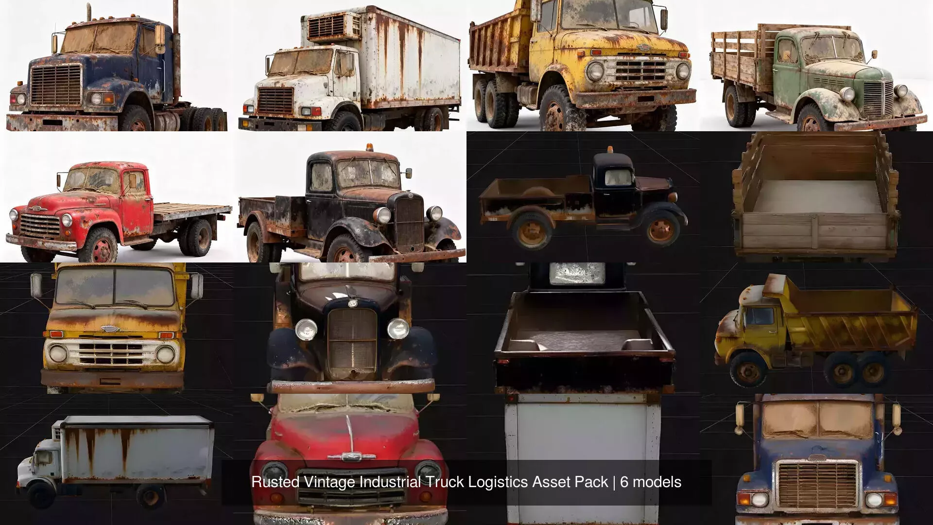 Rusted Vintage Industrial Truck Logistics Asset Pack