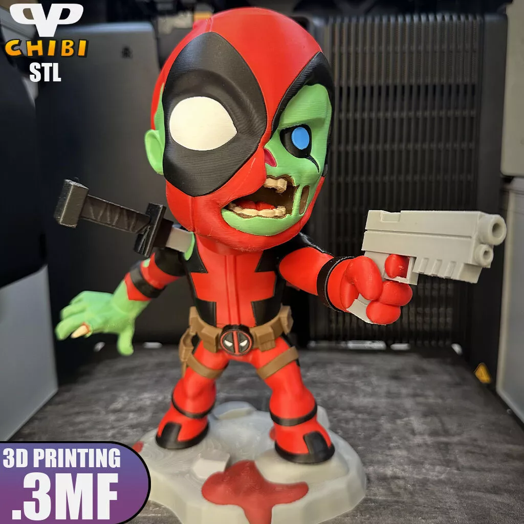 Zombie Deadpool Chibi STL 3MF for 3D Printing ChibiSTL 3D print model