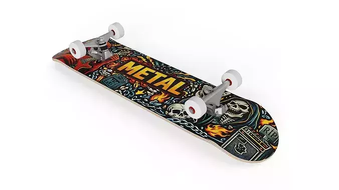 Heavy Metal Skateboard Complete with Skull and Devil Graphic Art