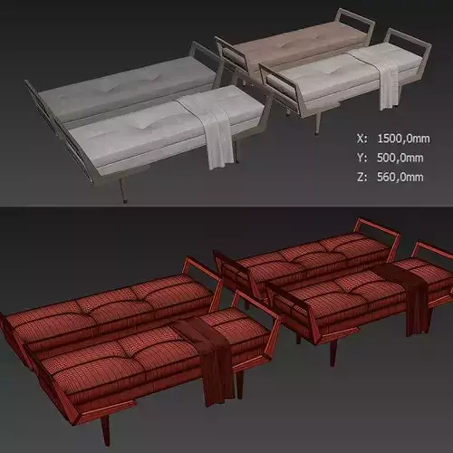 Waylon Bench By Uttermost 3D model 7