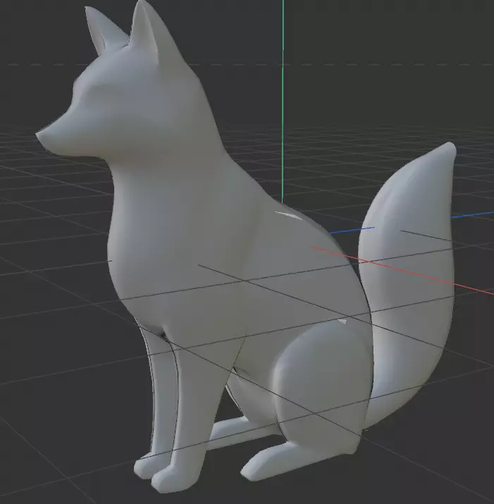 Seated Fox Statue 3D model