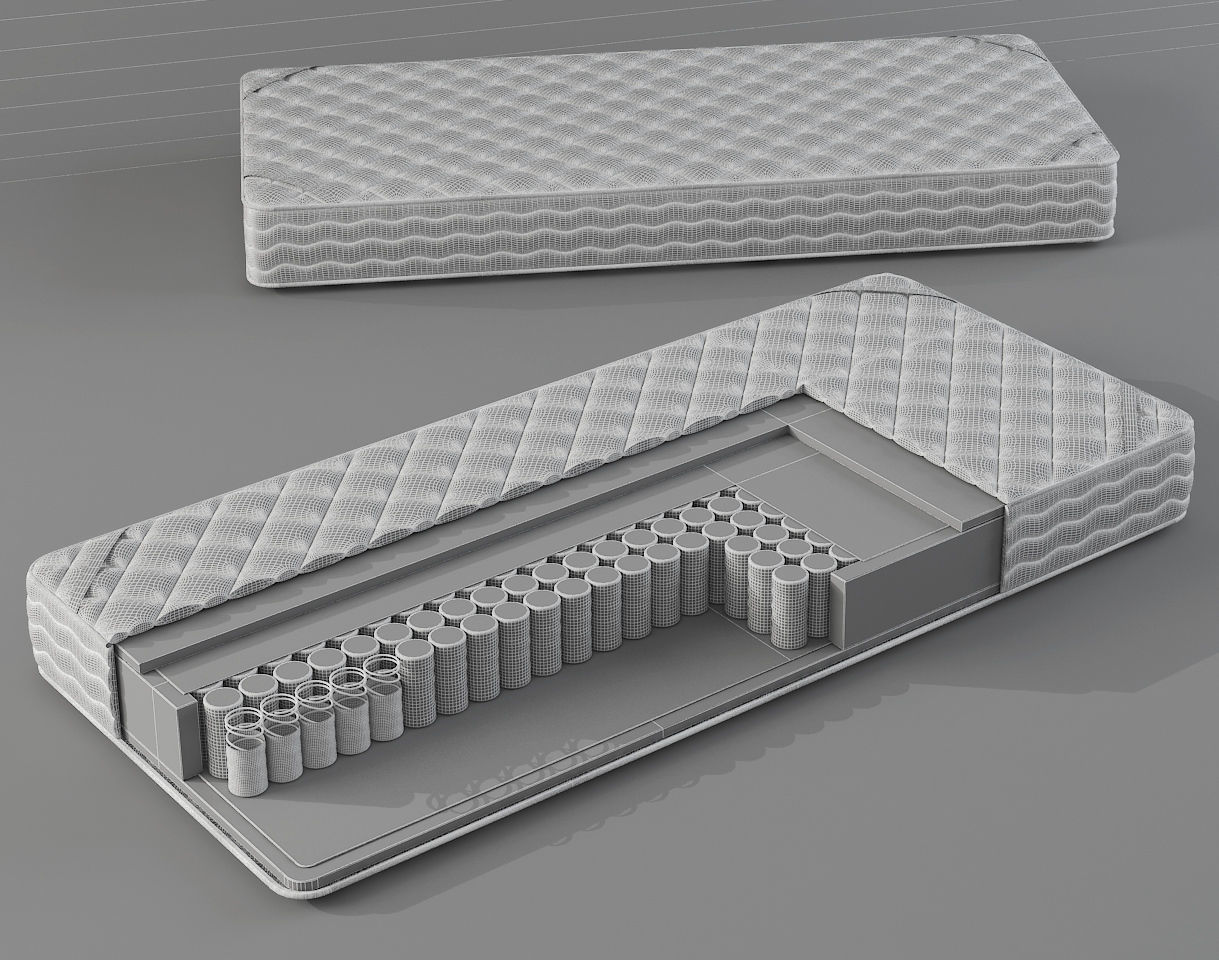 Mattress section with pocket spring 3D model_3