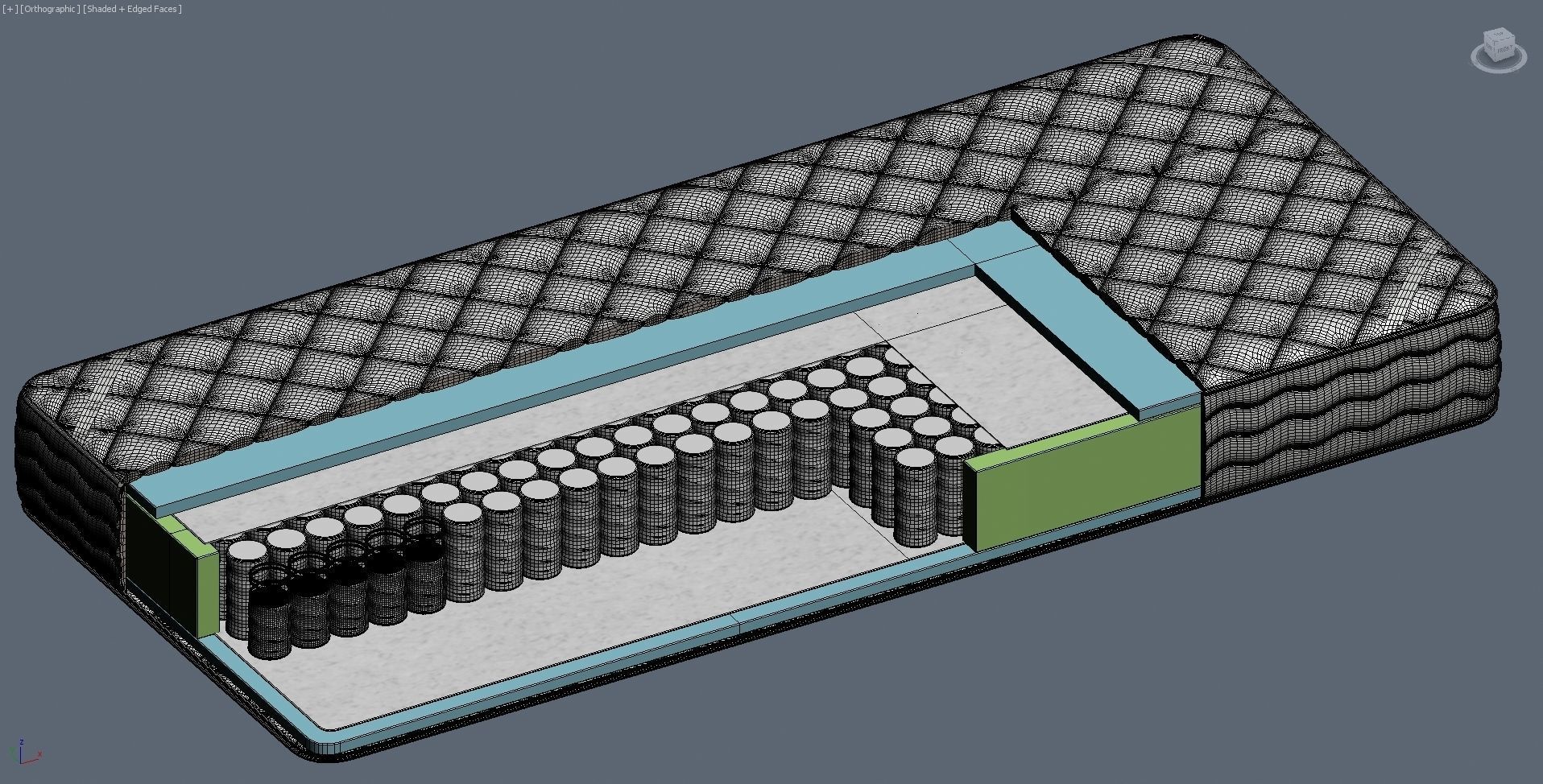 Mattress section with pocket spring 3D model_4