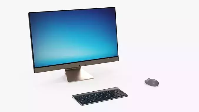 Office Desk with Chairs and Computer Setup 3D model 7